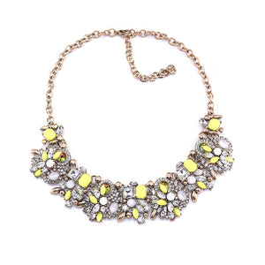 Gold Plated Sparkly Crystal/Rhinestone Choker Necklace in Lemon Zest