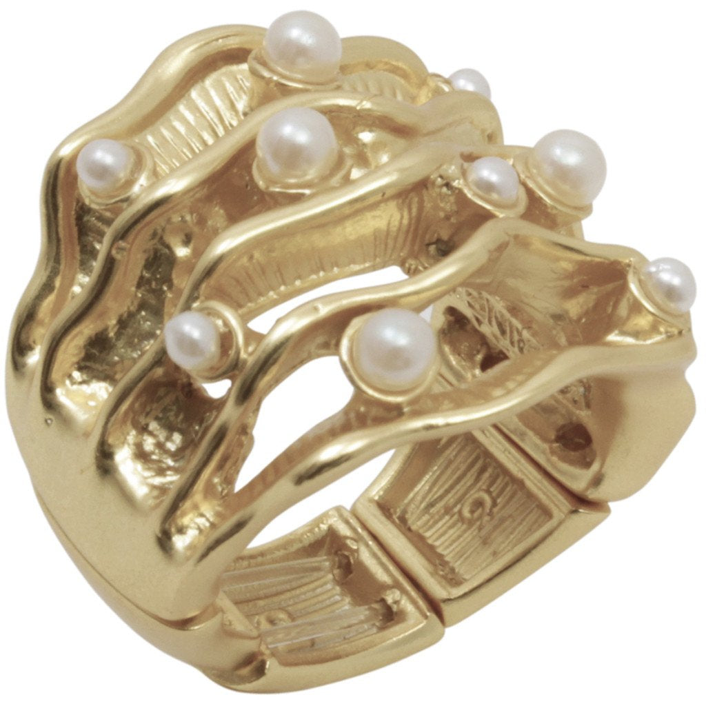 Antique Gold Pearl Cocktail Ring