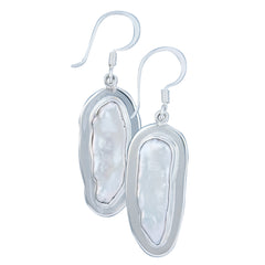 Sterling Silver Biwa Pearl Drop Earrings