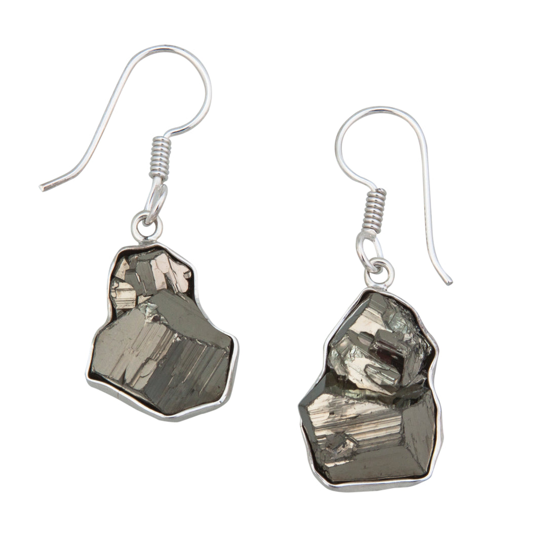 Sterling Silver Pyrite Drop Earrings