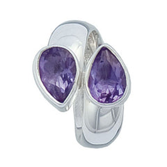 Sterling Silver Amethyst Bypass Adjustable Ring
