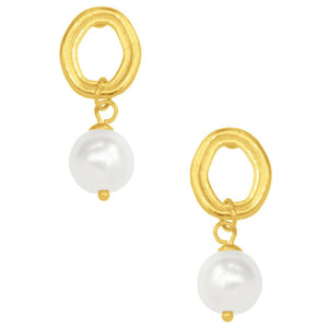 Petite Gold Pearl Drop Earrings