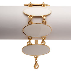 Gold Bracelet with White Enamel Ovals