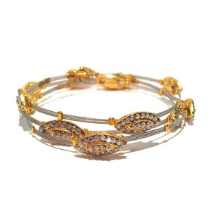 Shades of Oval Crystal Silver Bracelet w/Gold - Set of 3