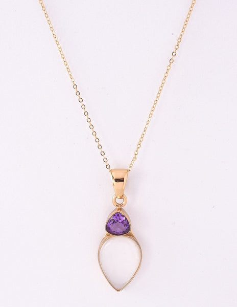 Alchemia Amethyst and Mother of Pearl Double Pendant Necklace